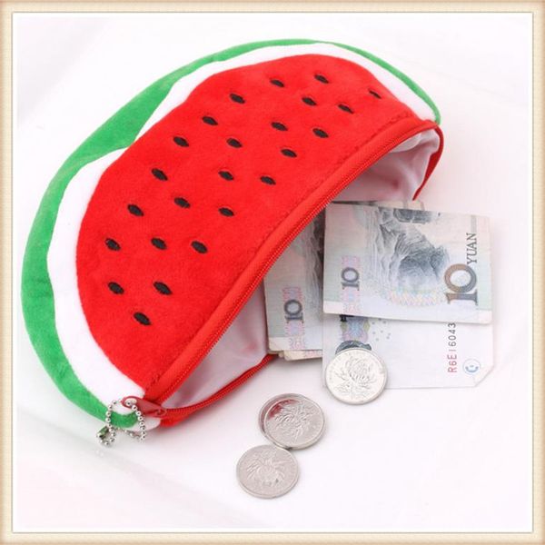 

cute fruit watermelon pencil cases plush large capacity pencil bag cosmetics pen bag for kids gift school supplies stationery