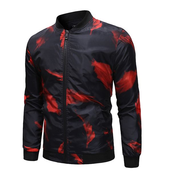 

2018 autumn and winter new style men casual flower jacket large size men's coat ja003, Black