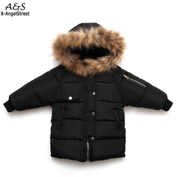 

baby children's boys long hooded 2018 coat warm children thicken outerwear sleeve fur winter coat new winter jackets autumn kids, Blue;gray