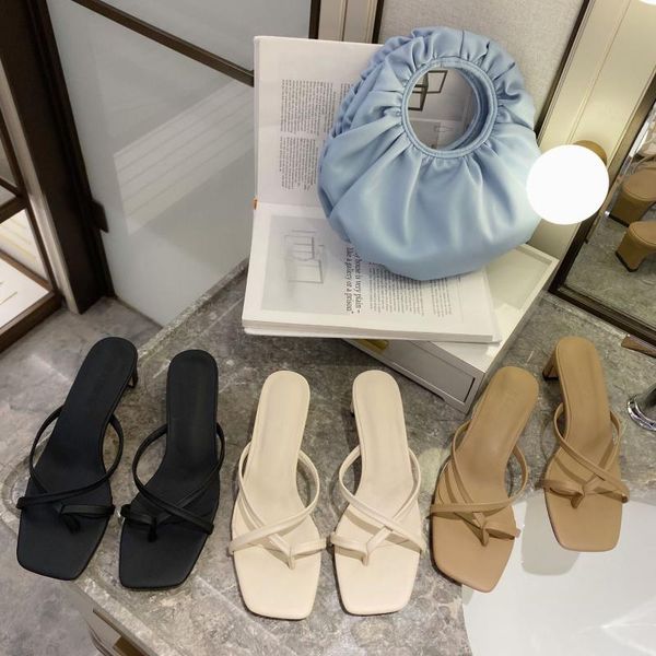 

square toe med high-heeled shoes lady ladies' slippers cross-tied slipers women heels block soft 2020 rubber rome fabric basic, Black