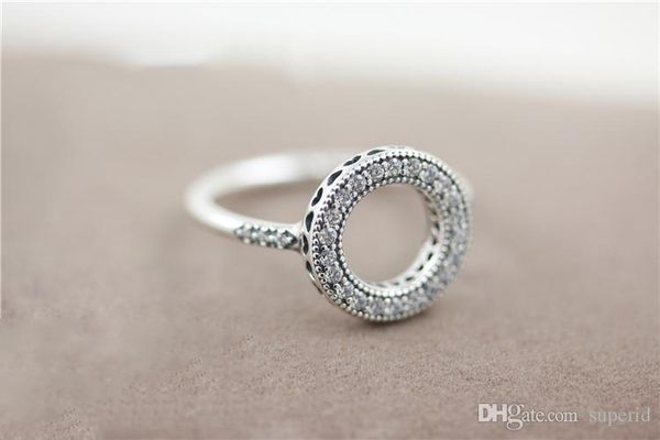 

18k розовое золото cz алмаз halo ring set оригинальный окнесоздание женщин для pandora real 925 silver fashion luxury wedding gift ring, Slivery;golden