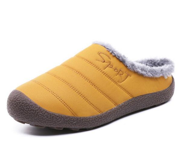 

winter men womens shoes half slippers plus velvet warm scuffs thick slippers with box large size 36-48, Black