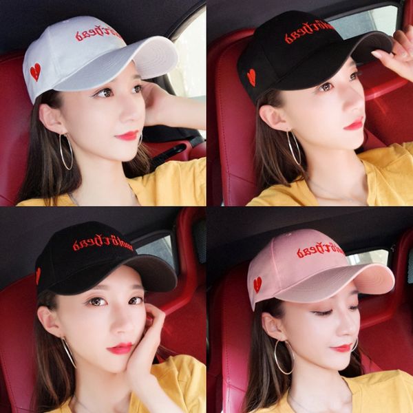 

lady's fashionable letter broken heart embroidery baseball sun sun hat baseball cap outdoor couple's cap sunshade hat, Blue;gray