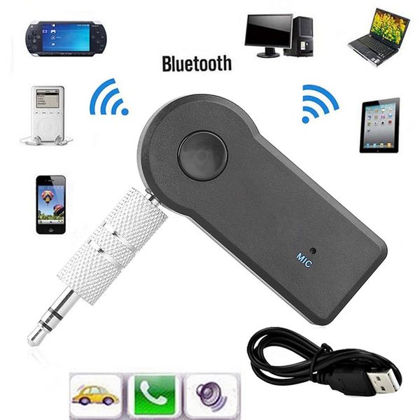 

1pc wireless car bluetooth receiver adapter 3.5mm aux audio stereo music hands home car bluetooth audio adapter