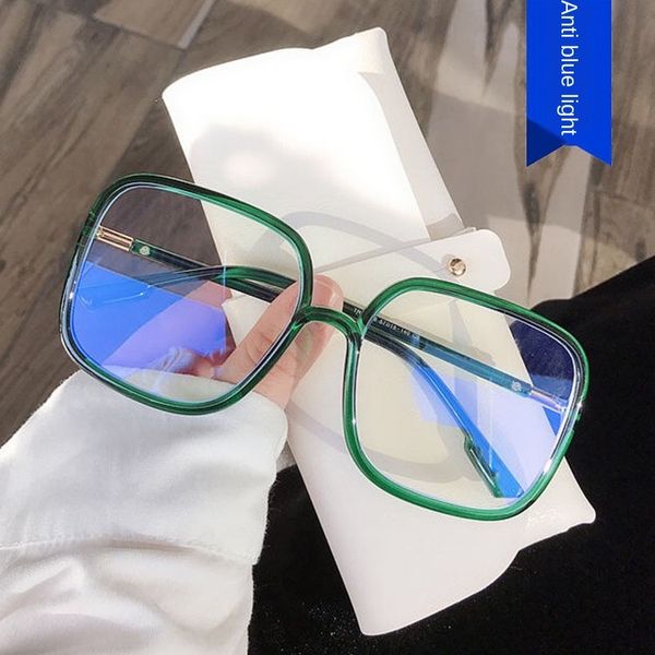 

large anti-blue-ray frame 2020 glasses frame zhou yangqing square plain glasses tide, Silver