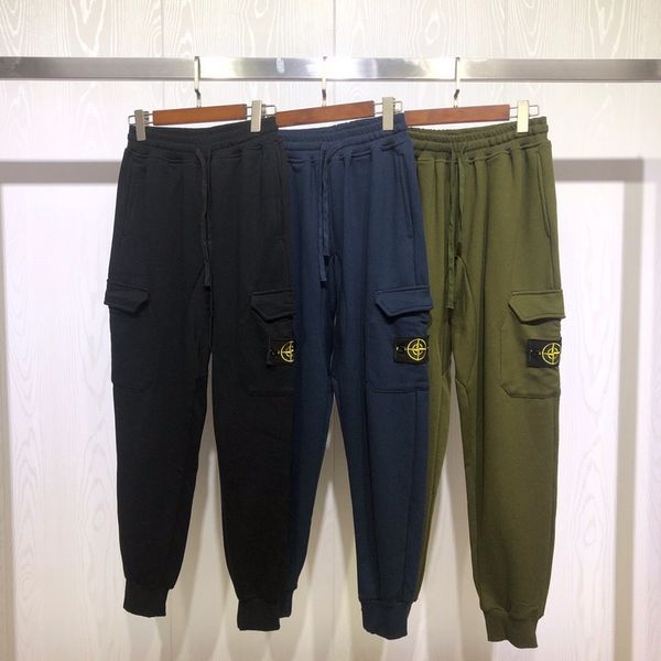 

men's casual trousers 19fw side pocket double standard terry fabric drawstring pants adolescent health fashion clothing, Black;white