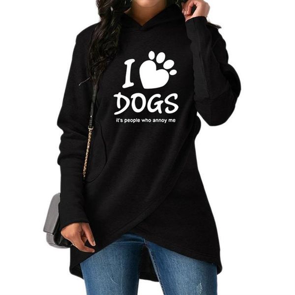 

hoodies for women i love dogs letters print kawaii sweatshirts femmes hoody print girls casual comfortable hoodies and, Black