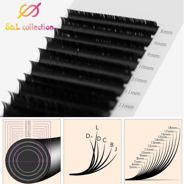 

false eyelashes 16rows/case 8-19mm mix length jbcd curl extension lashes individual eyelash for makeup