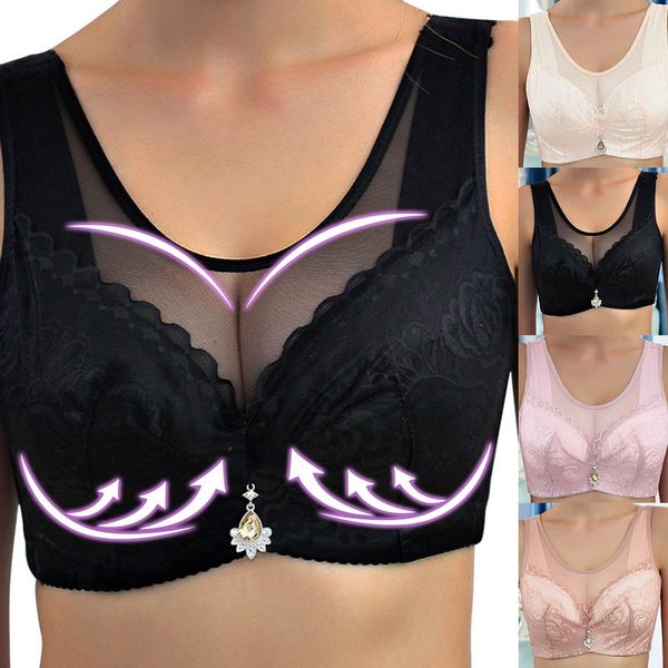 

vertvie women gathered tube adjustable large breasts thin bra lace french underwear mesh breathable bras plus size 100c, White;black