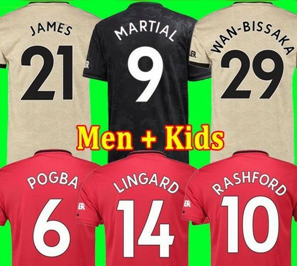 

thailand manchester lingard soccer jersey home man utd football shirts marcus rashford aaron wan-bissaka away 19 20 uniforms man women kids, Black;yellow