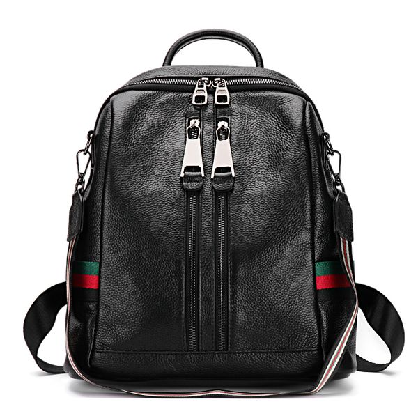 

yilunxi woman new fashion backpack woman's solid color bags female genuine leather backpack lady multi-pocket shoulder bags