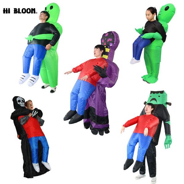 

ghost hugging green alien cosplay inflatable costume ghost party halloween family party performance for and kids, Black