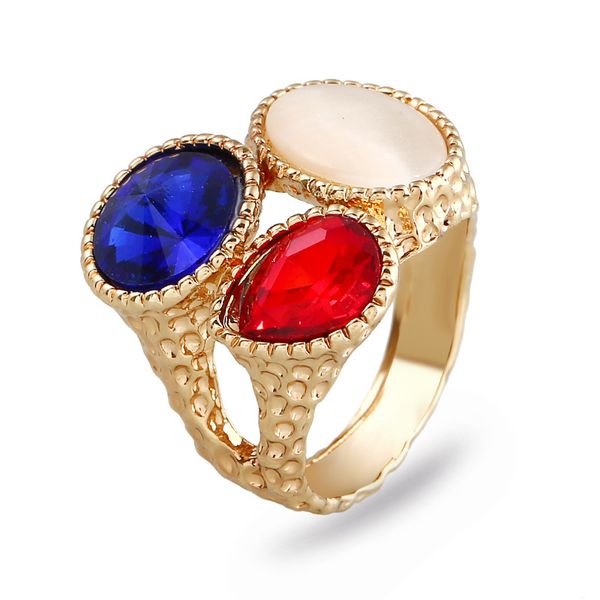 

european and american jewelry new personality cat's eye gem ring creative crystal ring, Golden;silver