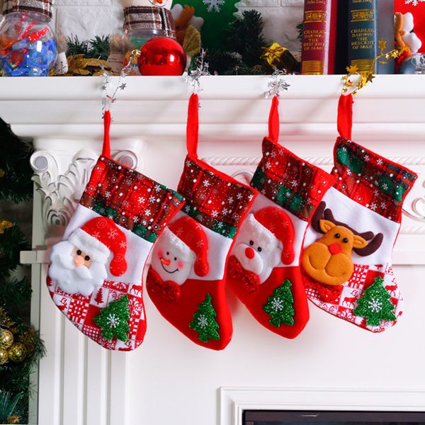 

1pc christmas stockings hanging ornaments santa claus snowman elk bear gift bags new year gifts christmas decorations for home