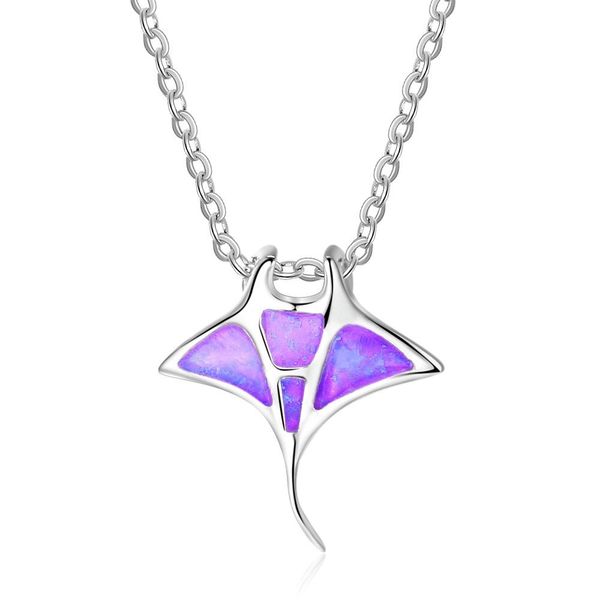 

bohemia blue fire imitation opal cute whale pendant necklace purple jellyfish animal necklace women ocean beach boho jewelry, Silver