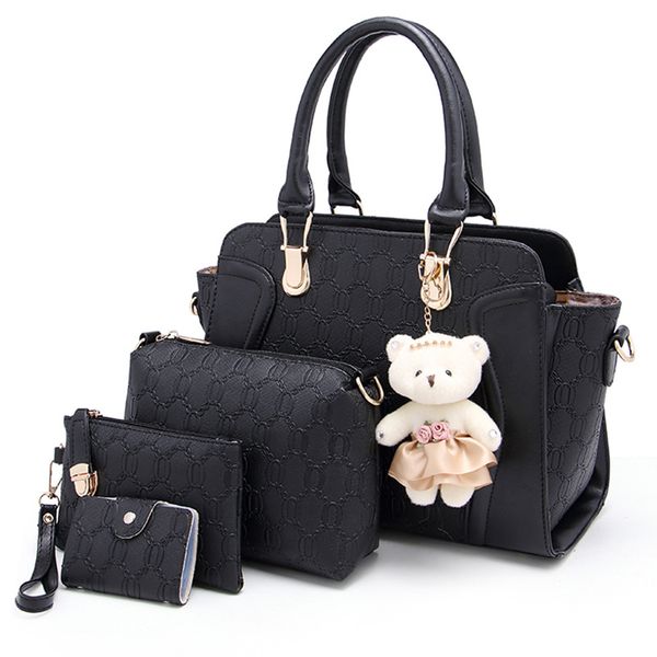 

designer-2018 new five pieces composite bag ladies genuine pu handbag and vintage postman handbag shoulder bag bucket bag ing