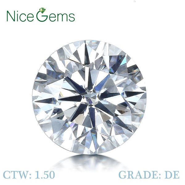 

nicegems d color moissanite 1.5ctw hearts and arrows cut round colorless 7.5mm natural look diamond loose gemstone vvs1 cj191205, Silver