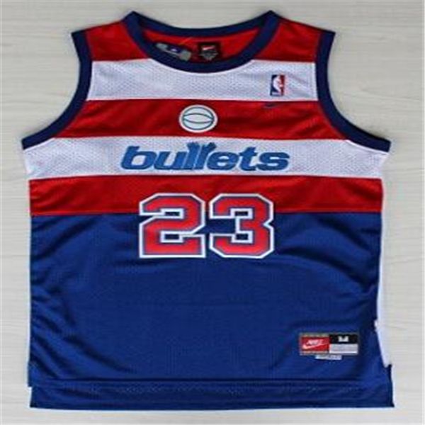 

men washington bullets 23 michael j0rdan mitchell & ness blue white hardwoods classics swingman jersey, Black;red
