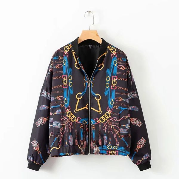 

wholesale women's jacket long sleeve designer for autumn winter coats zipper print streetwear fashion female s- wholesale, Black;brown