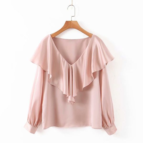 

xl40-2384 european and american fashionable ruffle fold top, White