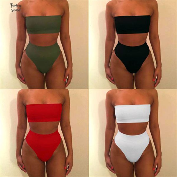 

сексуальное бикини купания высокой талия купальник бандо thong плюс размер плавать одежду для женщин biquinis купального костюма женщин, White;black