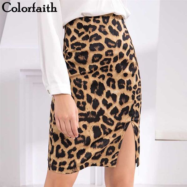 

colorfaith 2020 autumn winter women skirt leopard package hip empire straight knee-length fashionable female skirts sk8886, Black
