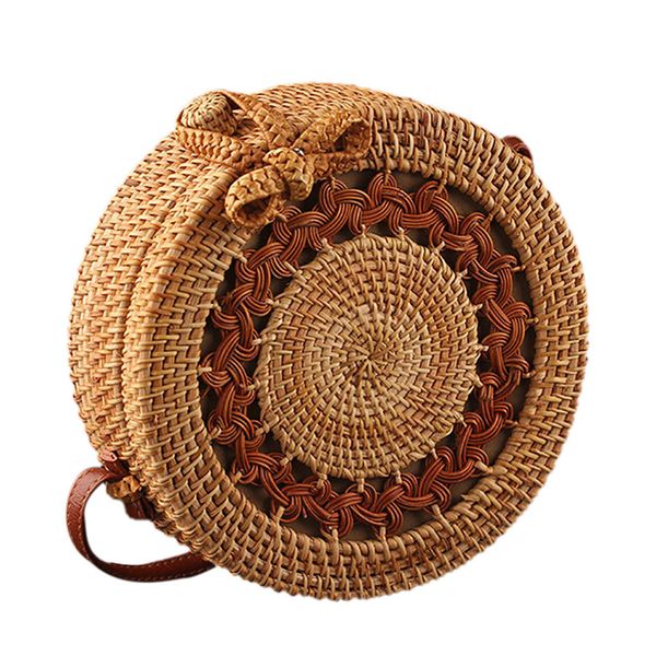 

woven messenger crossbody bags for women rattan bag round straw shoulder bag women summer handmade beach handbag bolsos #h30