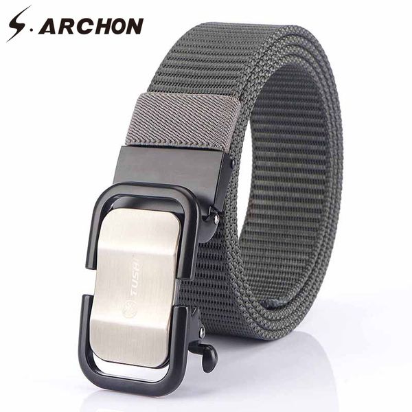 

s.archon tactical belt men nylon metal buckle equipment army waist belt strap heavy duty knock off combat soldier belts, Black;brown