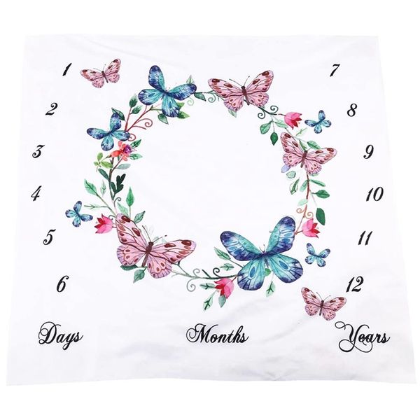 

newborn pgraphy packing, baby props printed cotton monthly milestone wrapped blanket # 13