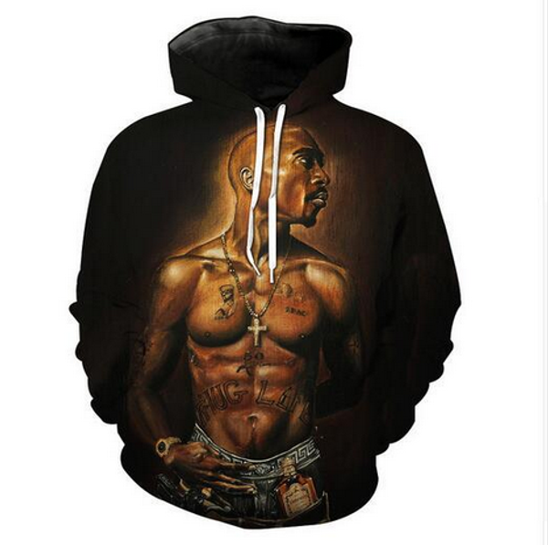 

новая мода толстовка мужчины / женщины 3d толстовки печати 2pac tupac унисекс тонкий стильный толстовки с капюшоном lms078, Black