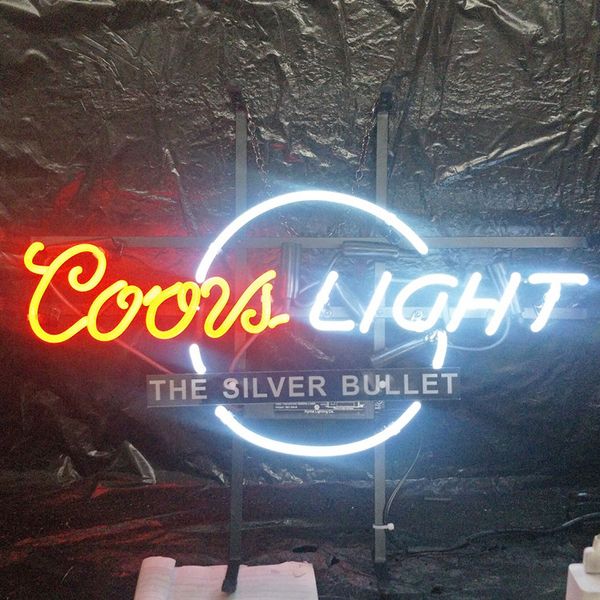 

factory custom led coors light neon sign light outdoor bar entertainment store display glass neon lamp light metal frame 17'' 20&#