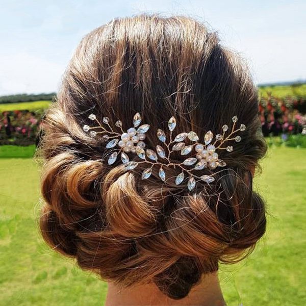 Wedding Hair Pins Jewelry Women Pearl Rhinestone Hairpins Bridal