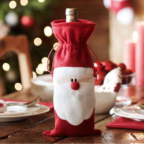 

santa claus wine bottle set cover bag christmas dinner party xmas table decor