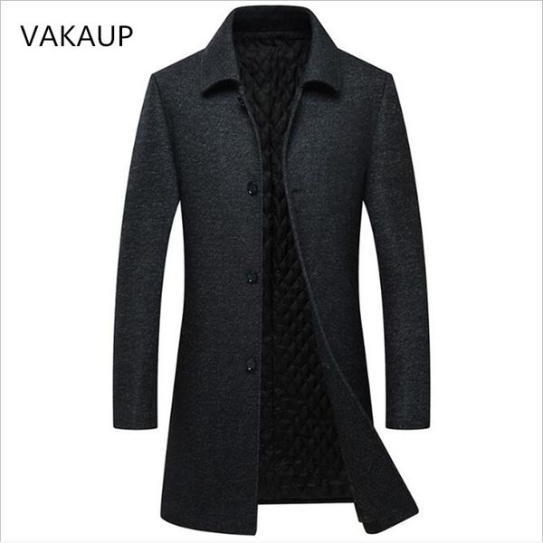 

2018 autumn and winter new knitted woolen coat mens mid aged cashmere windbreaker mens thickened coat black jacket