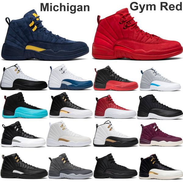 

2019 new gym red 12s wings michigan playoff men basketball shoes 12 fiba bumblebee the master sport sneakers size 7-13 with