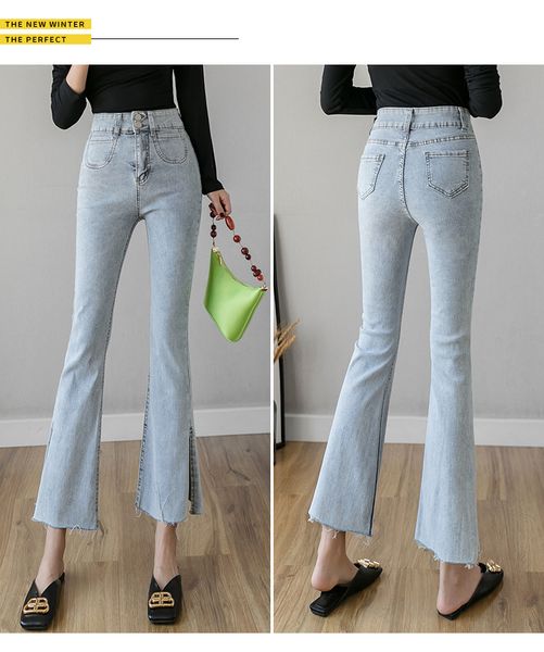 

light ash new jeans women 20 spring leisure han edition high waist, Blue
