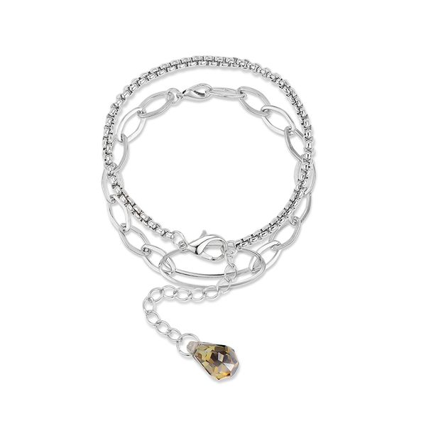 

2pcs / set charm романтический браслет женский сплав серебра омаров застежка кулон кристалл браслет ювелирных изделий подарка pulseras, Golden;silver