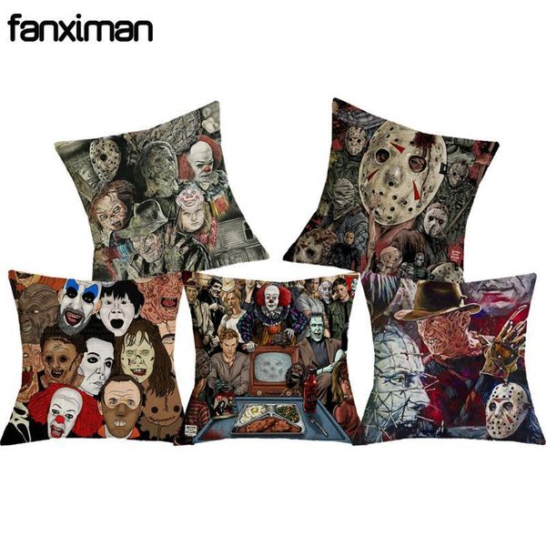 

home decorative linen square pillowcases horror movie murderers cushion cover cases for sofa chair