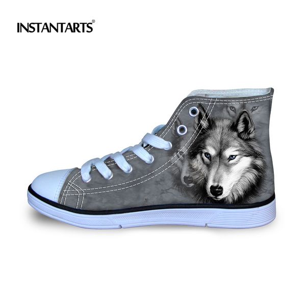 

instantarts 3d animal wolf printed kids sneakers children outdoor sports shoes boys girls students classic high-canvas shoes