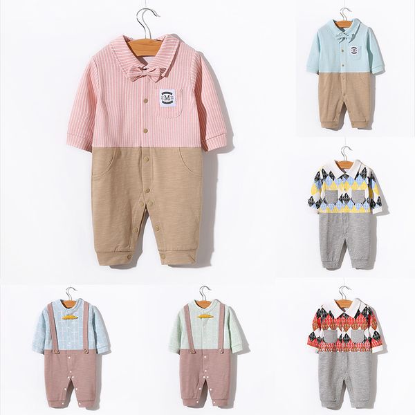 

new baby jumpsuit gentleman long-sleeved casual baby romper-year-old newborn clothes, Blue