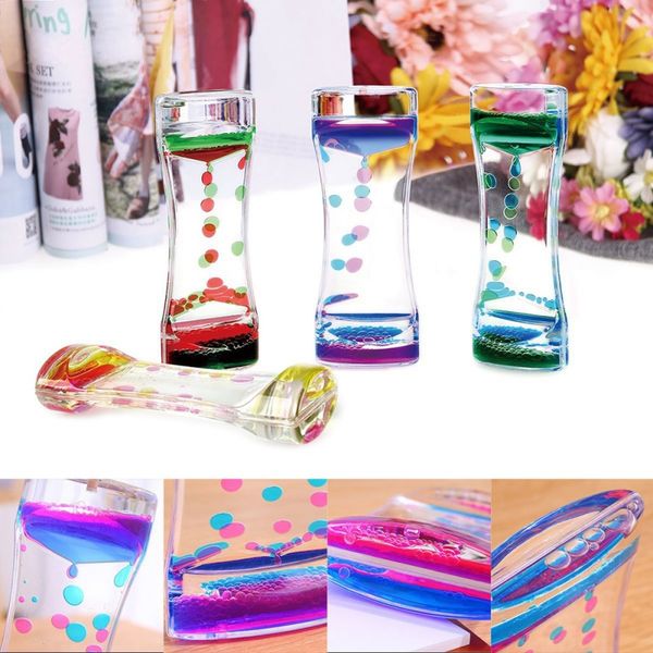 

floating color mix illusion timer liquid motion visual slim liquid oil glass acrylic hourglass timer clock ornament desk