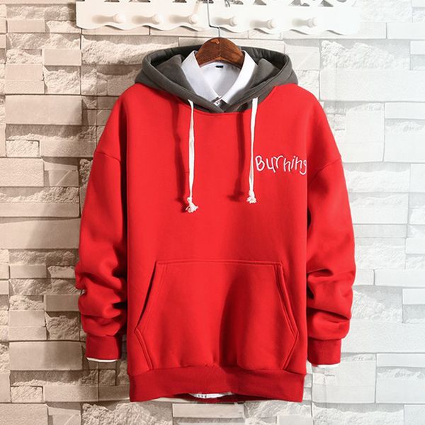 

fashion letter print hoodies 2019 new men harajuku plush thick hooded sweatshirts casual loose pullovers spring autumn outerwear, Black