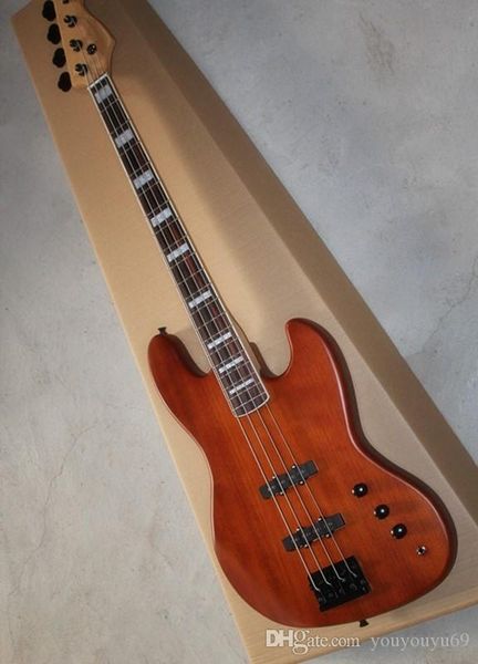 

matte reddish brown 4-string bass electric guitar with pickup 2, jacaranda fingerboard, chrome hardware, personalized service