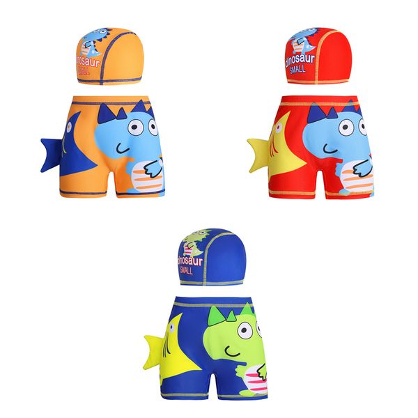 

2020 boys swimming trunks 2-10 years children's swimwear kids swimsuit boys swimwear trunks shorts with swim hat cap attached