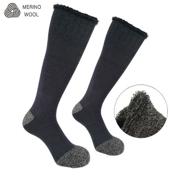 

yishengmerino wool waterproof socks men women climbing hiking skiing camping socks outdoor warm thick warm, Black