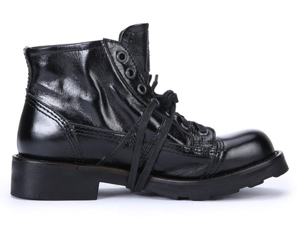 

европейские станции толстая корка ручной работы из натуральной кожи мотоциклетные сапоги яркая кожа мужчины весна оснастки сапоги мартин пус, Black