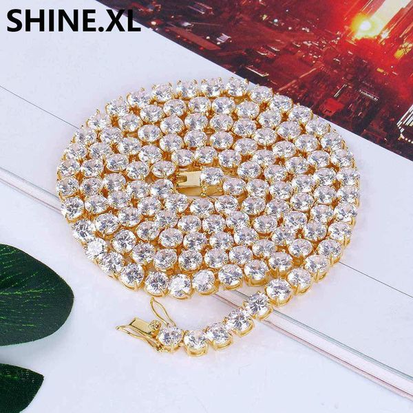 

6mm hip hop iced out gold silver color plated tennis chain necklace micro paved round zircon link necklace 18 20 24 30 inch