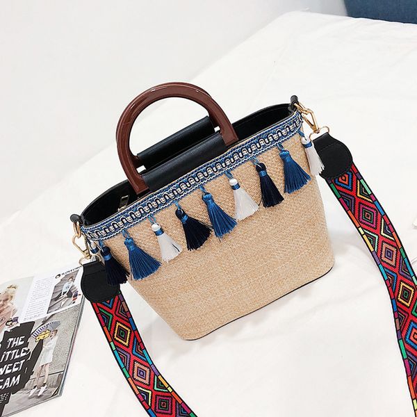 

tassel beach bag straw rattan summer bags for women 2019 luxury handbags bohemian tote shoulder bag bucket bolsa femininah25
