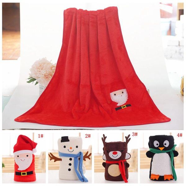 

80*100cm cute christmas fleece blanket cartoon santa claus snowman penguin elk blanket shawl wrap soft warm blankets customizable an2951