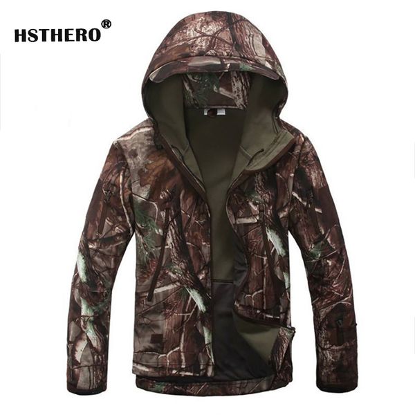 

jacket men winter thick cargo thermal fleece hooded coats waterproof hoodie field climbing fishing jacket, Black;brown